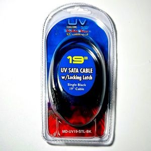 UV Sata Black Cable Mod 19Inches with Locking Latch (glows under UV light)